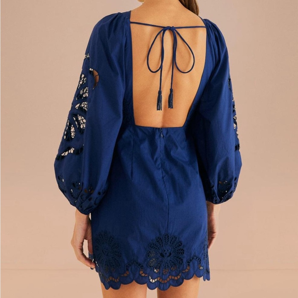 Farm Rio Navy Blue Richelieu Mini Dress - Picture 2 of 3